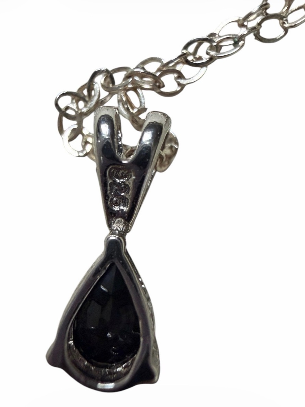 Sterling Silver Black Teardrop Pendant Necklace